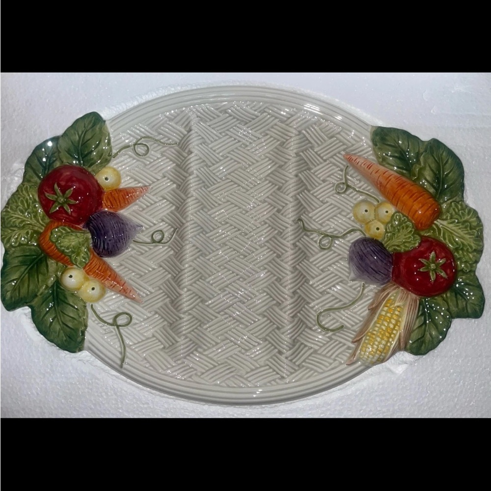 Fitz and Floyd Ceramic Platter with Vegetable Motif